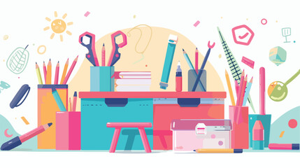 Colorful background with basic tool box for designe