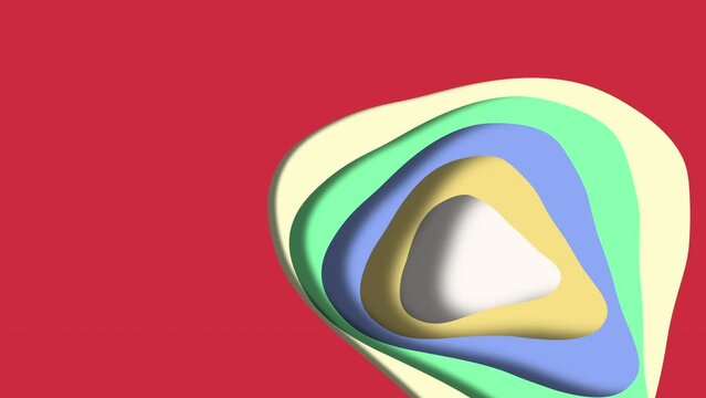 Vibrant 3D rendering showcases a geometric shape with a triangular base and uniquely concave sides. Its captivating color scheme boasts shades of blue, green, and yellow