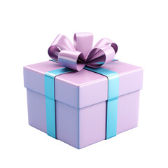 A Petal Pink Gift Box with Electric Blue Ribbon and Bow on a transparent background