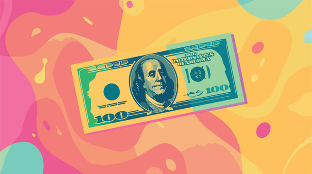 Colorful silhouette of money bill vector illustrati