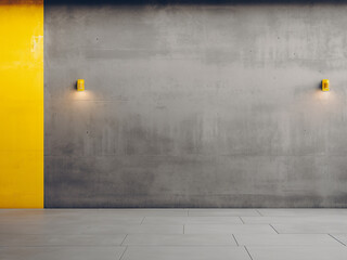 Discover an abstract wall in ultimate gray and illuminating yellow. - obrazy, fototapety, plakaty
