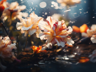Obraz na płótnie Canvas Explore the springtime essence through motion-blurred flowers.