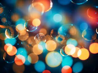 Circles' light-colored outlines stand out in bokeh blurred backdrop. - obrazy, fototapety, plakaty