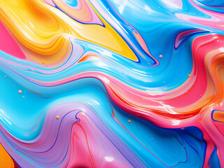 Bright colors form modern, futuristic pattern on canvas.