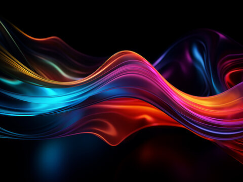 Abstract image features smooth silk lines on black.