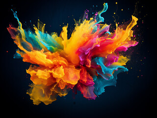 Experience the abstract expression captured in a multicolored liquid paint splash.