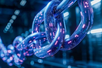 Futuristic Digital Blockchain Technology Concept with Glowing Links on a Secure Network
