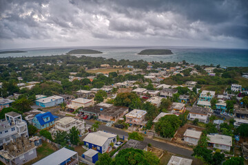 Fototapeta na wymiar Aerial View of Esperanza, Puerto Rico known for its glowing bay