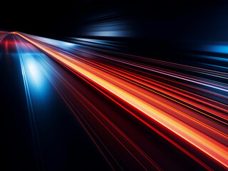 Swift acceleration defines the rapid movement of light and stripes. - obrazy, fototapety, plakaty