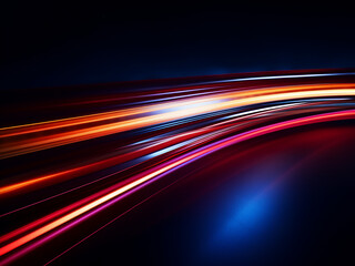 Speed-driven motion paints streaks of light over the dark backdrop. - obrazy, fototapety, plakaty