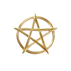 A gold star symbol in a circular logo design on a transparent background