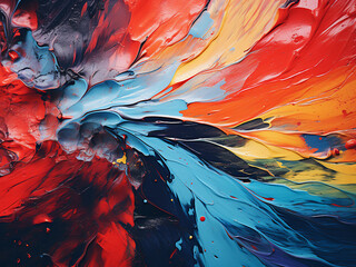Close-up of multicolored oil paints creates an abstract background.