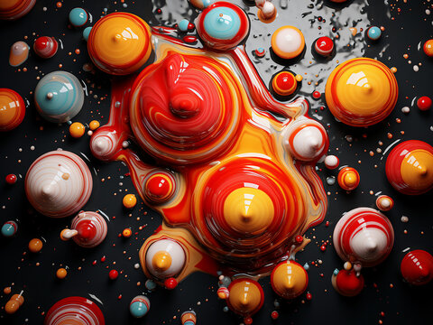 Round and splash patterns create an awesome 3D theme.