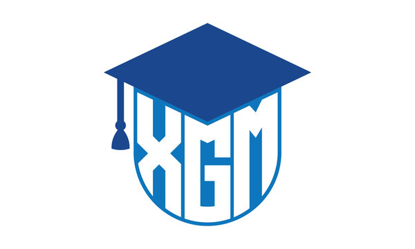 XGM initial letter academic logo design vector template. school college logo, university logo, graduation cap logo, institute logo, educational logo, library logo, teaching logo, book shop, varsity