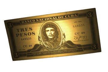 3 Cuban pesos isolated on white background.