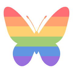 Rainbow colored butterfly icon. Lgbt pride month design.