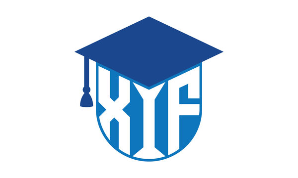 XIF initial letter academic logo design vector template. school college logo, university logo, graduation cap logo, institute logo, educational logo, library logo, teaching logo, book shop, varsity