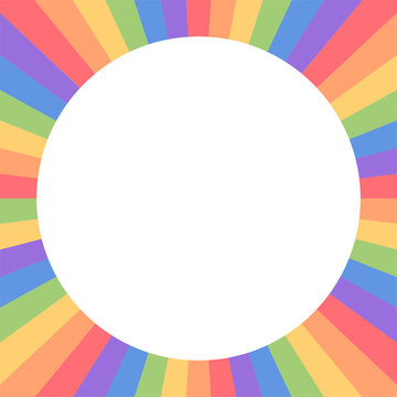 Rainbow sunburst or starburst frame. Lgbt pride month design.