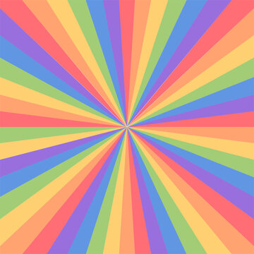 Rainbow sunburst or starburst background. Lgbt pride month design.