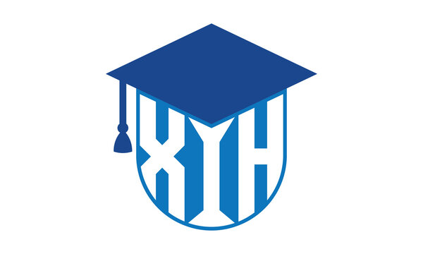 XIH initial letter academic logo design vector template. school college logo, university logo, graduation cap logo, institute logo, educational logo, library logo, teaching logo, book shop, varsity