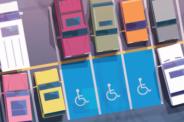 parking area with lots for disabled persons
