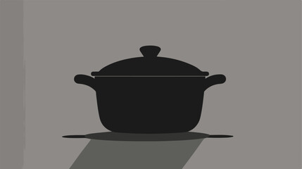 Cooking pot flat monochrome blurred silhouette vect - obrazy, fototapety, plakaty