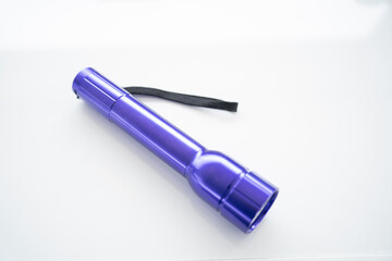 Purple hand led lantern, torch, on white background