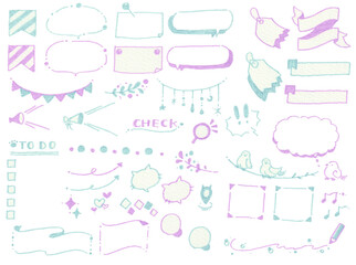 Kawaii hand drawn doodle bubbles set