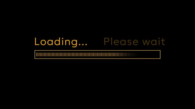 Motion graphic of Please wait and loading bar screen animation on dark background