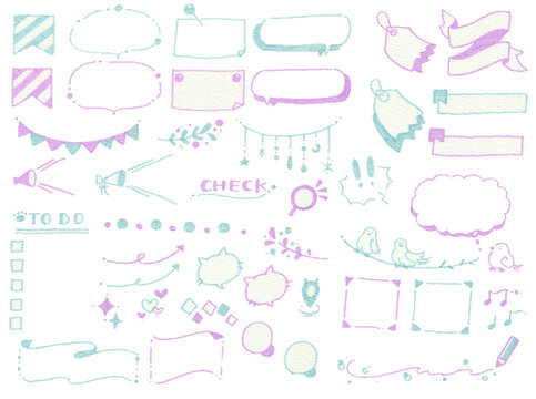 Kawaii hand drawn doodle bubbles set