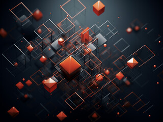 CG-rendered elements create an abstract backdrop, featuring intricate geometric shapes.