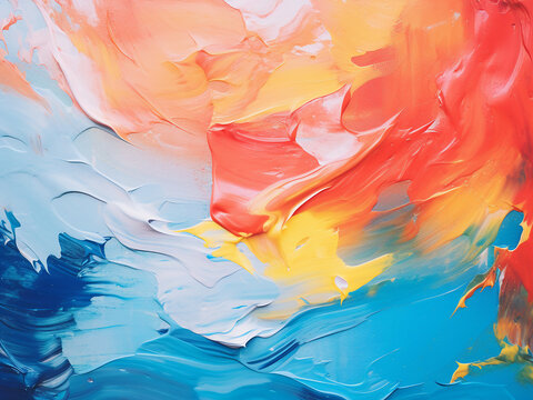 Multicolored oil paint brush strokes create a creative macro abstract background.