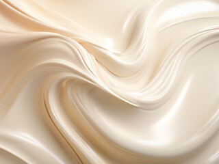 Obraz premium Cream swirl creates intricate patterns on white and beige background.