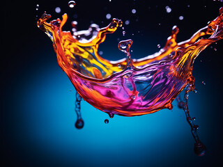 Abstract background captures colorful drops swirling in water.