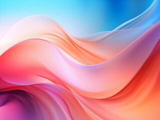 Gradient flow of orange, blue, and pink creates a glowing wave.