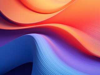 Abstract waves blend gradient layers in orange, blue, and purple.