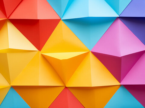 Trendy colored paper showcases geometric patterns.