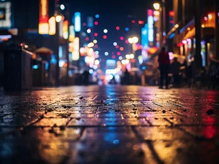 Foto op Canvas Experience the vibrant nightlife with street bokeh lights. © Llama-World-studio