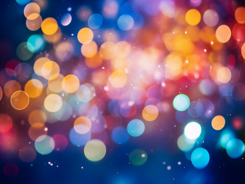 Abstract wallpaper featuring colorful defocused lights in bokeh style.
