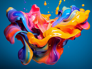 Concept art illustrates vibrant, multicolor fluid paint. - obrazy, fototapety, plakaty