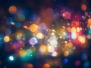 Urban nights come alive in a mesmerizing blur of colorful bokeh lights. - obrazy, fototapety, plakaty