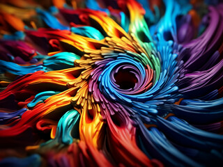 Obraz premium Abstract fractal shapes render chaotic, colorful fantasy patterns.