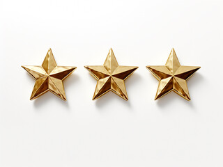 Five gold stars stand out in 3D render against white.