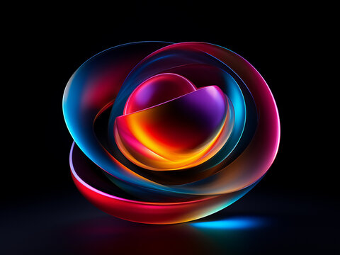 Various colors of gradient and abstract light blend on a black backdrop.