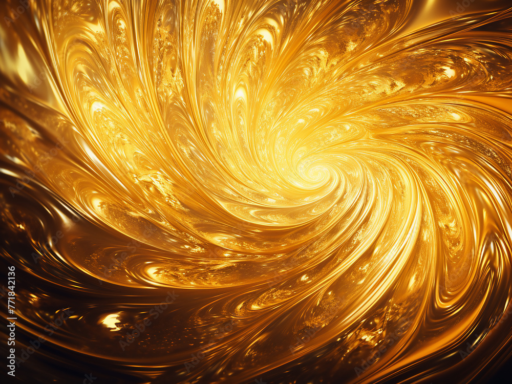 Canvas Prints abstract fractal art showcases real golden color imitation.