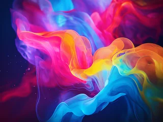 Fotobehang Colorful translucent liquid forms an abstract art background. © Llama-World-studio