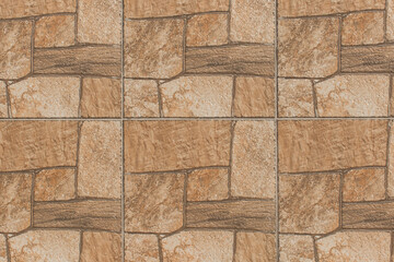 Brown Color Stone Floor Tile Abstract Pattern Surface Texture Background Mosaic