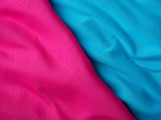 Turquoise blue and pink form a vibrant tricolor backdrop.
