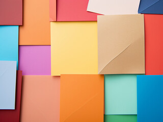 Colorful paper cards offer versatile backgrounds with ample copy space.