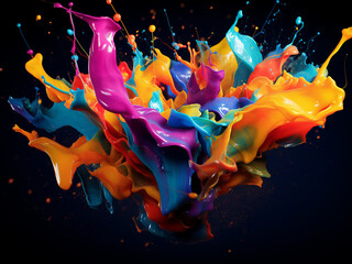 Design comes alive with colorful paint splashes. - obrazy, fototapety, plakaty